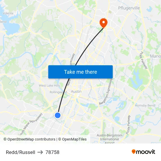 Redd/Russell to 78758 map