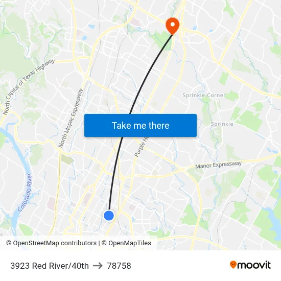 3923 Red River/40th to 78758 map