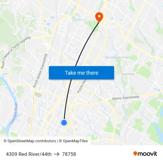 4309 Red River/44th to 78758 map