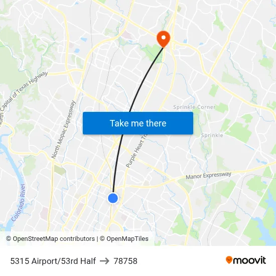 5315 Airport/53rd Half to 78758 map