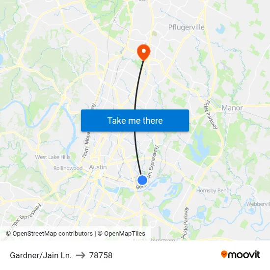 Gardner/Jain Ln. to 78758 map