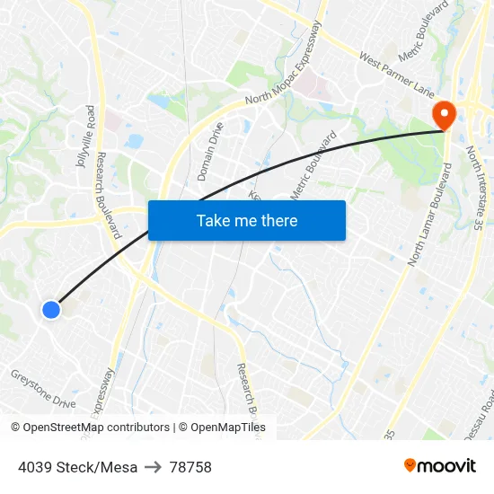 4039 Steck/Mesa to 78758 map