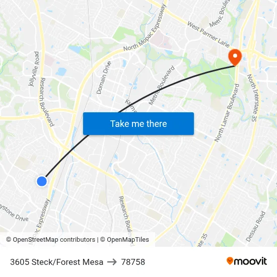 3605 Steck/Forest Mesa to 78758 map