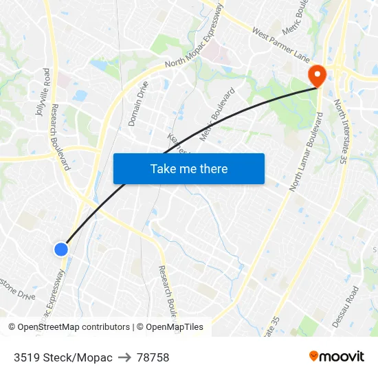 3519 Steck/Mopac to 78758 map