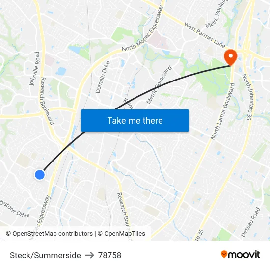 Steck/Summerside to 78758 map