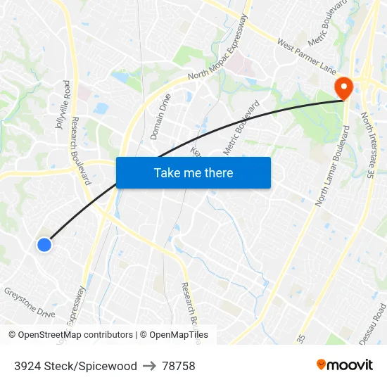 3924 Steck/Spicewood to 78758 map