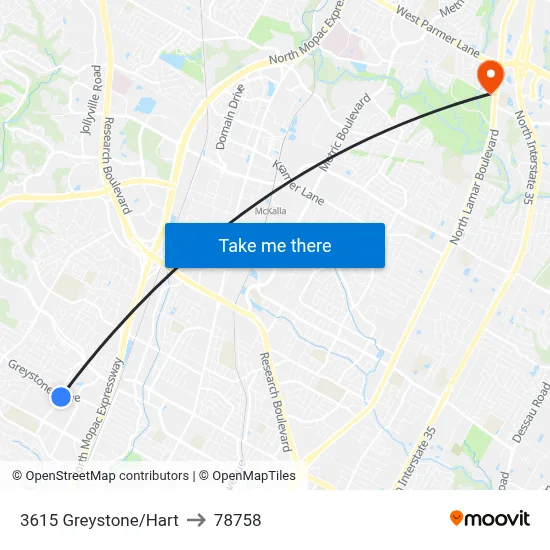 3615 Greystone/Hart to 78758 map