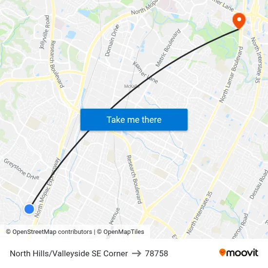 North Hills/Valleyside SE Corner to 78758 map