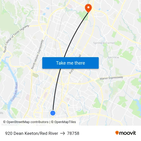 920 Dean Keeton/Red River to 78758 map