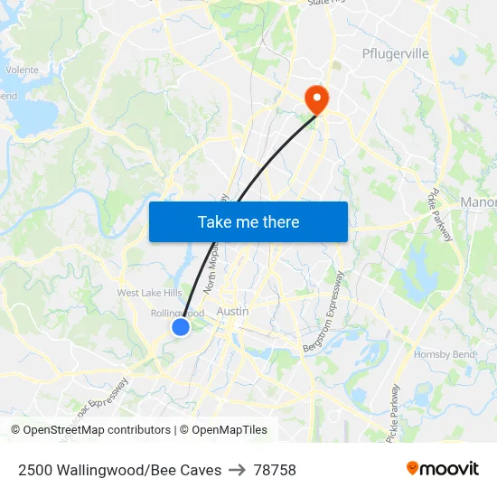 2500 Wallingwood/Bee Caves to 78758 map