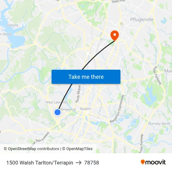 1500 Walsh Tarlton/Terrapin to 78758 map