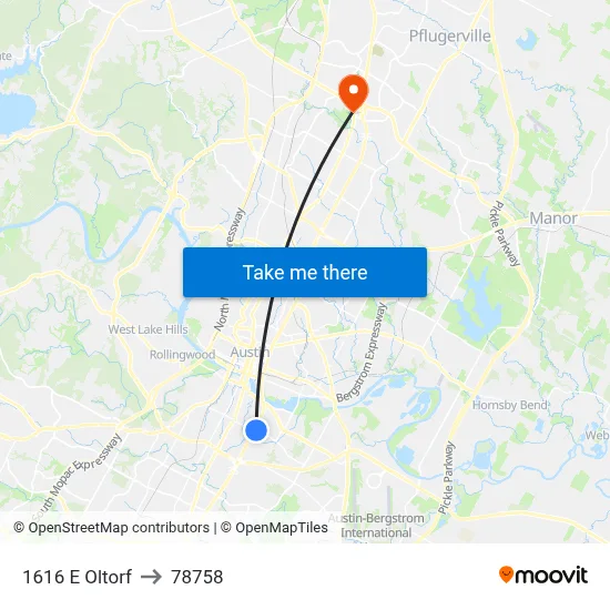 1616 E Oltorf to 78758 map