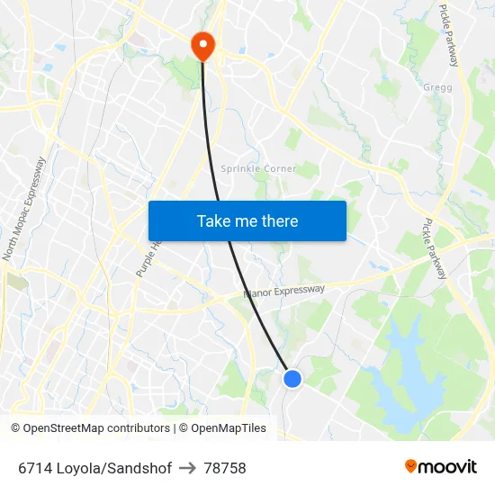 6714 Loyola/Sandshof to 78758 map