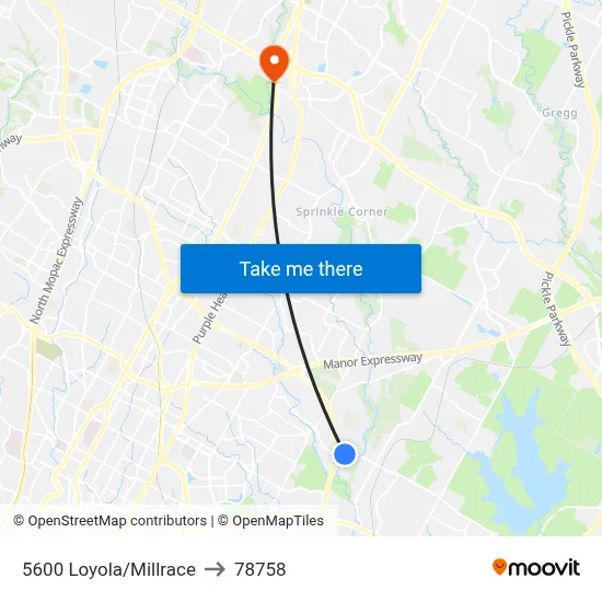 5600 Loyola/Millrace to 78758 map