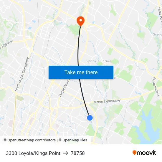 3300 Loyola/Kings Point to 78758 map