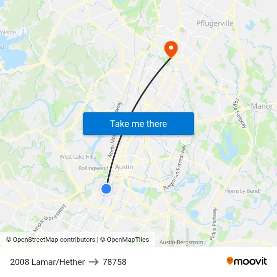 2008 Lamar/Hether to 78758 map
