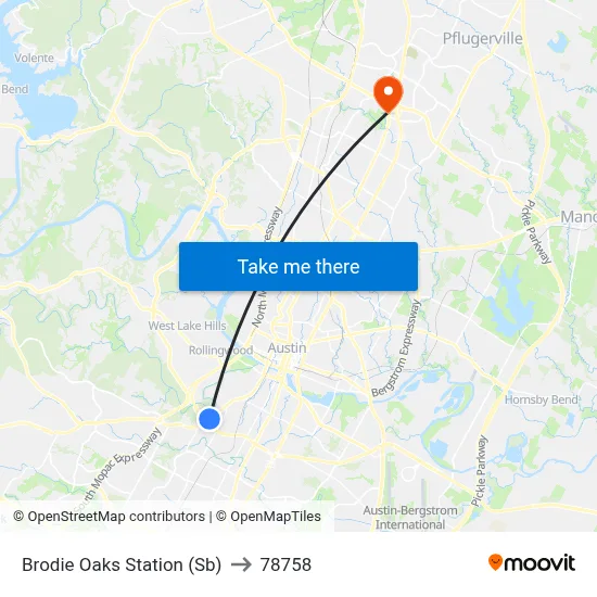 Brodie Oaks Station (Sb) to 78758 map