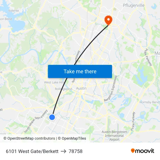 6101 West Gate/Berkett to 78758 map