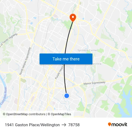 1941 Gaston Place/Wellington to 78758 map