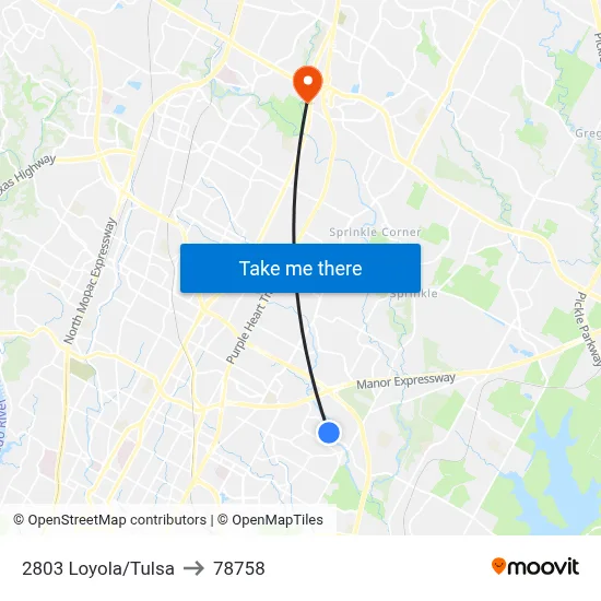 2803 Loyola/Tulsa to 78758 map
