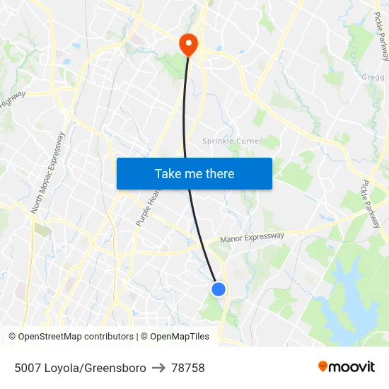 5007 Loyola/Greensboro to 78758 map