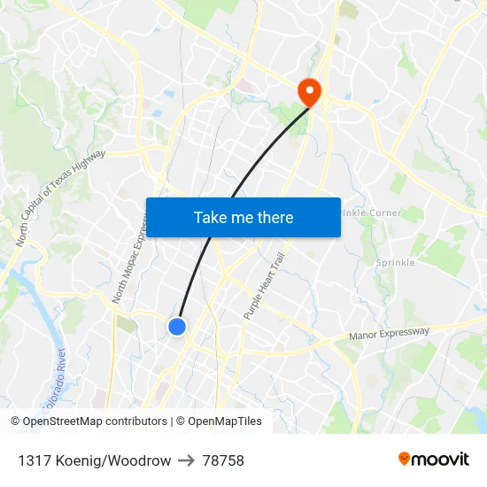 1317 Koenig/Woodrow to 78758 map