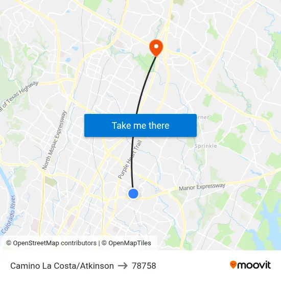 Camino La Costa/Atkinson to 78758 map