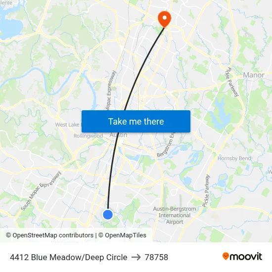 4412 Blue Meadow/Deep Circle to 78758 map