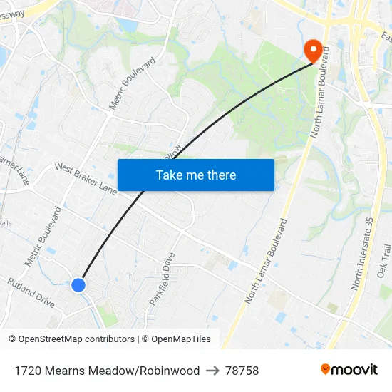 1720 Mearns Meadow/Robinwood to 78758 map
