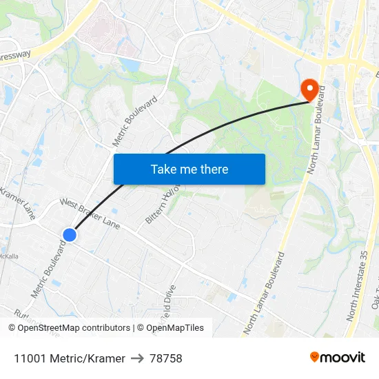 11001 Metric/Kramer to 78758 map