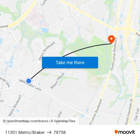 11301 Metric/Braker to 78758 map
