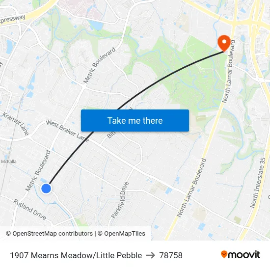 1907 Mearns Meadow/Little Pebble to 78758 map