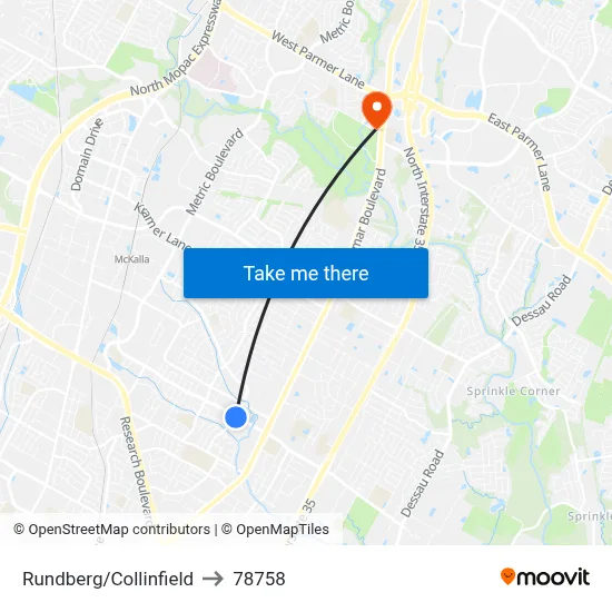 Rundberg/Collinfield to 78758 map