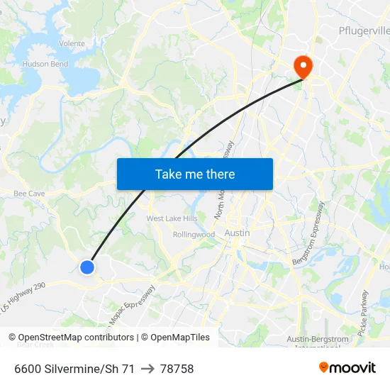 6600 Silvermine/Sh 71 to 78758 map