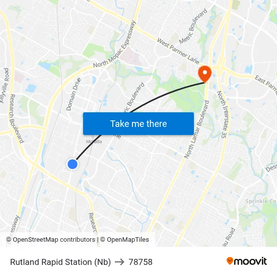 Rutland Rapid Station (Nb) to 78758 map