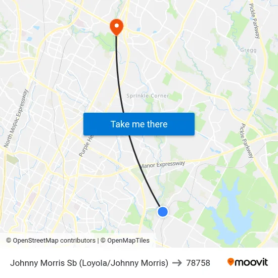Johnny Morris Sb (Loyola/Johnny Morris) to 78758 map