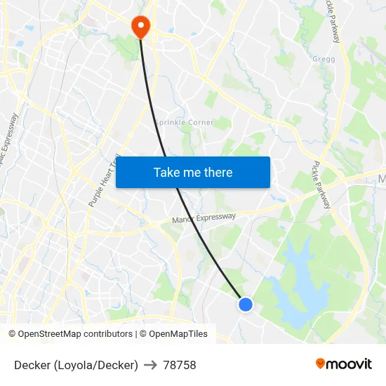 Decker (Loyola/Decker) to 78758 map
