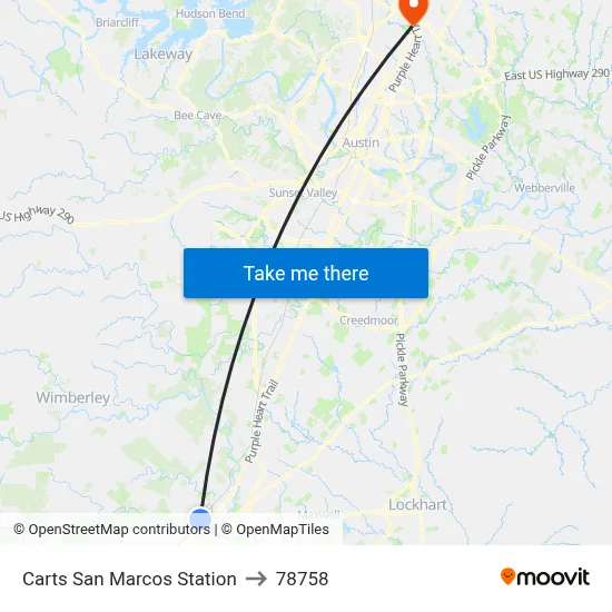 Carts San Marcos Station to 78758 map