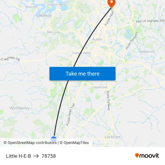 Little H-E-B to 78758 map
