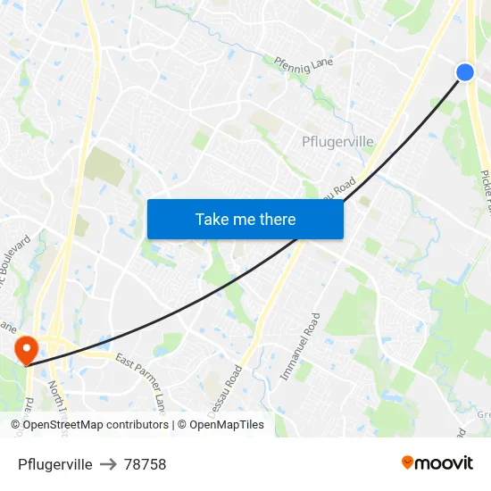Pflugerville to 78758 map