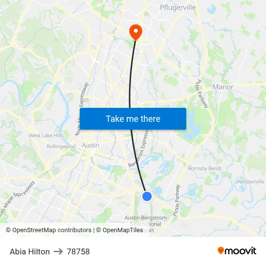 Abia Hilton to 78758 map