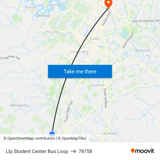 Lbj Student Center Bus Loop to 78758 map