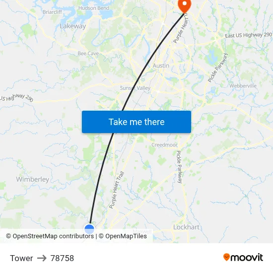 Tower to 78758 map