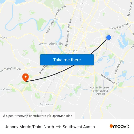 Johnny Morris/Point North to Southwest Austin map