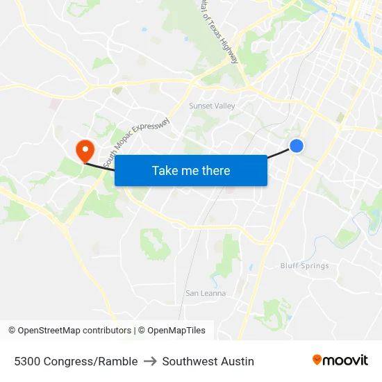 5300 Congress/Ramble to Southwest Austin map