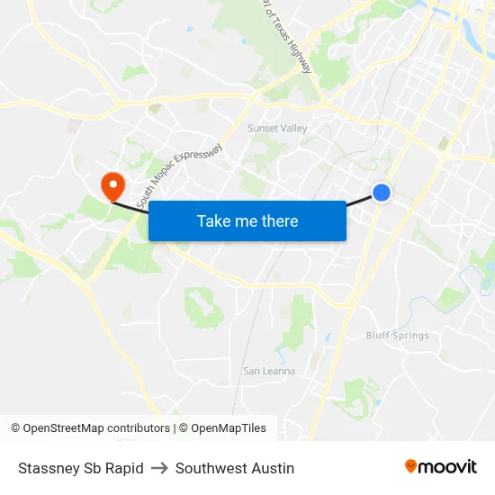 Stassney Sb Rapid to Southwest Austin map
