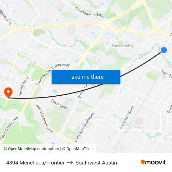 4804 Menchaca/Frontier to Southwest Austin map