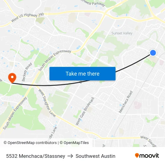 5532 Menchaca/Stassney to Southwest Austin map