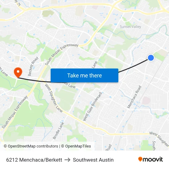 6212 Menchaca/Berkett to Southwest Austin map