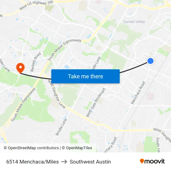 6514 Menchaca/Miles to Southwest Austin map
